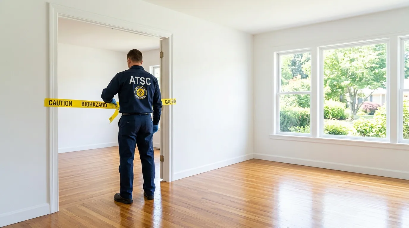 Certified biohazard cleanup crew performing Decomposition Cleanup in Paterson